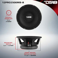 DS18 12in 1250 Watts RMS 8 ohm Mid-Bass Loudspeaker