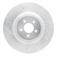 R1 Concepts R1 15-23 Ford Mustang Front Left Drilled & Slotted Silver Brake Rotor