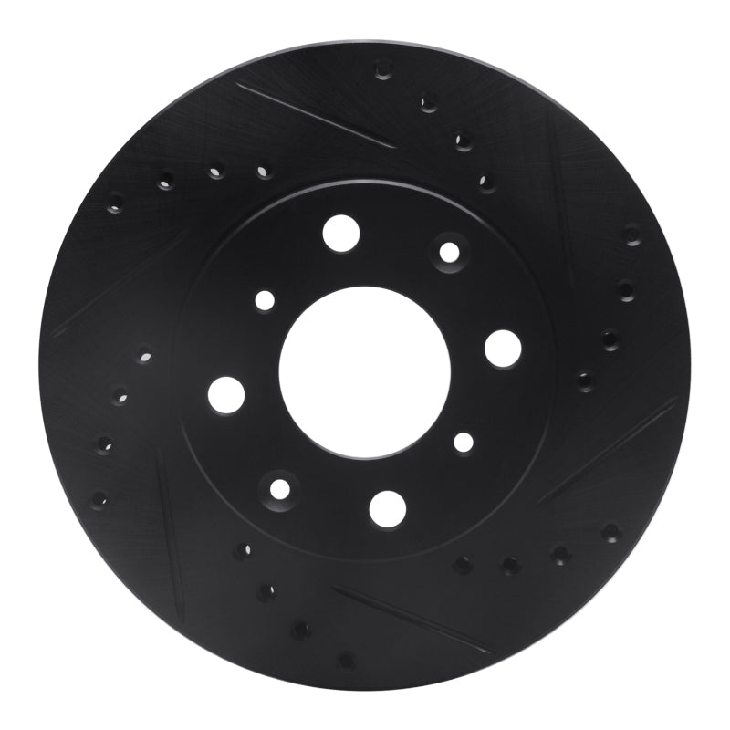 R1 Concepts R1 84-90 Honda Accord Sedan Front Right Drilled & Slotted Black Brake Rotor