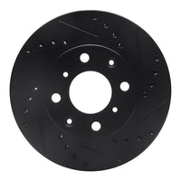 R1 Concepts R1 84-90 Honda Accord Sedan Front Right Drilled & Slotted Black Brake Rotor