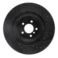 R1 Concepts R1 10-14 BMW X5 Rear Left Drilled & Slotted Black Brake Rotor