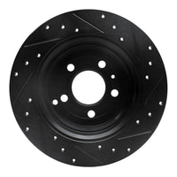 R1 Concepts R1 96-04 Volvo S70 Rear Left Drilled & Slotted Black Brake Rotor