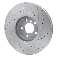 R1 Concepts R1 02-06 BMW X5 Front Left Drilled & Slotted Silver Brake Rotor