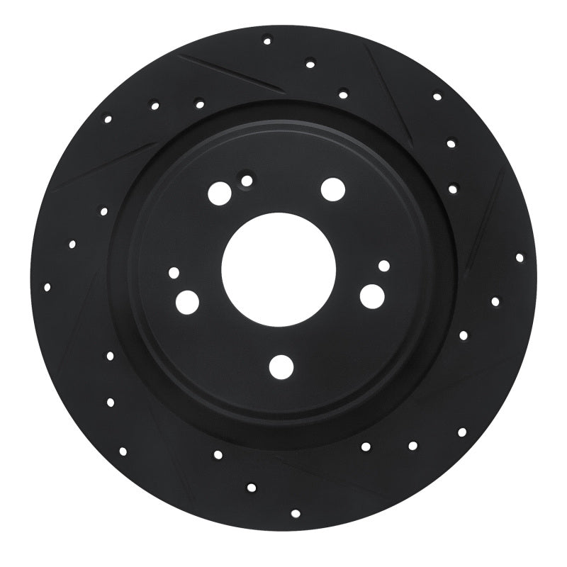 R1 Concepts R1 17-20 Acura MDX Rear Right Drilled & Slotted Black Brake Rotor