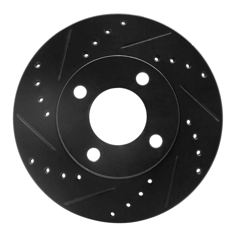 R1 Concepts R1 78-92 Audi 80 Front Left Drilled & Slotted Black Brake Rotor