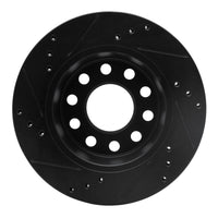 R1 Concepts R1 90-97 Audi S4 Rear Right Drilled & Slotted Black Brake Rotor