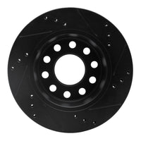 R1 Concepts R1 90-97 Audi S4 Rear Left Drilled & Slotted Black Brake Rotor