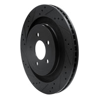 R1 Concepts R1 15-23 Ford Mustang Rear Left Drilled & Slotted Black Brake Rotor