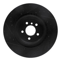R1 Concepts R1 09-19 BMW 760LI Rear Right Drilled & Slotted Black Brake Rotor