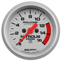 Autometer Ultra-Lite 52mm FSE 0-1600 PSI Nitrous Pressure Gauge