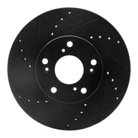 R1 Concepts R1 06-15 Honda Civic Front Left Drilled & Slotted Black Brake Rotor