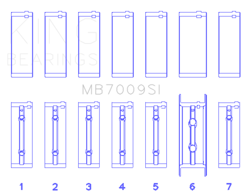 King Engine Bearings Cummins B-Series L6 (Size .026) Crankshaft Main Bearings (Set of 7)