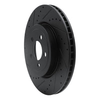 R1 Concepts R1 09-23 Dodge Challenger Front Left Drilled & Slotted Black Brake Rotor