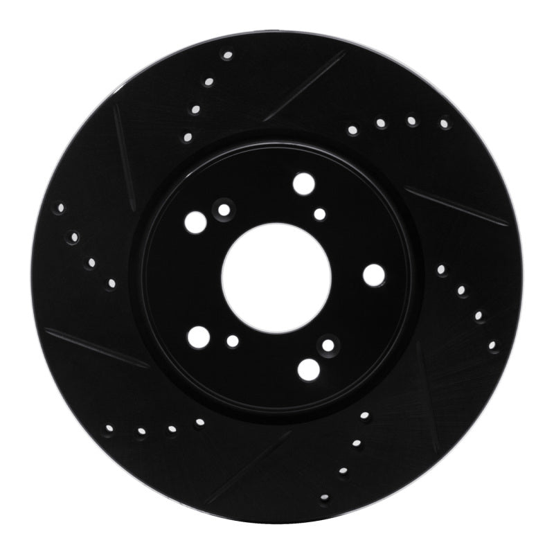 R1 Concepts R1 13-25 Honda Civic Sedan Front Left Drilled & Slotted Black Brake Rotor
