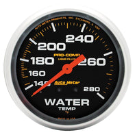 Autometer Liquid Filled Mechanical 2-5/8in 140-280 deg F Water Temperature Gauge Includes 6