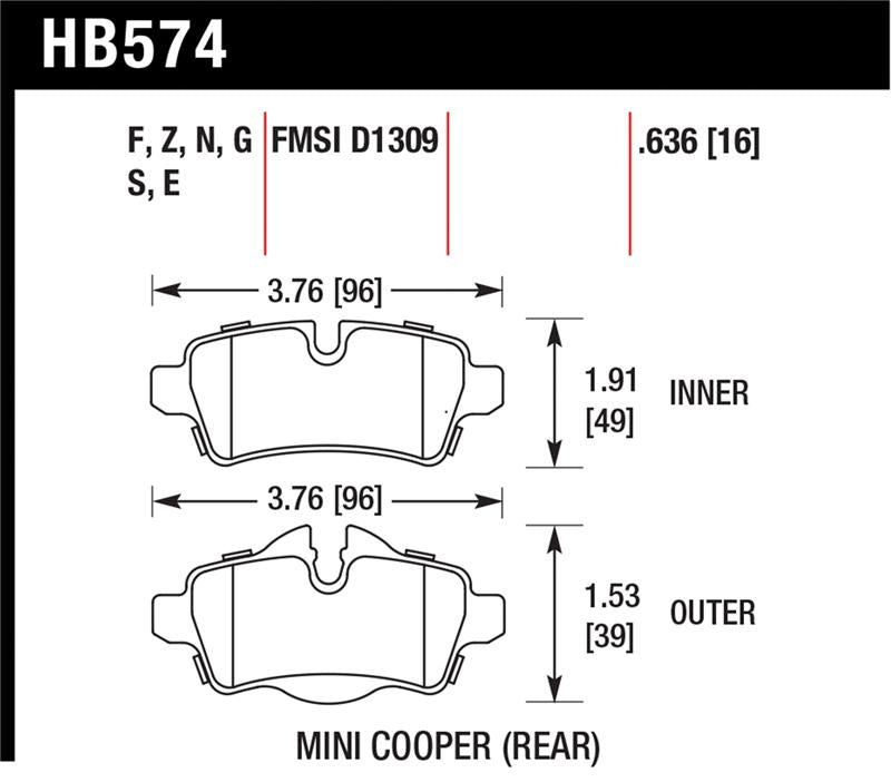 Hawk Performance Hawk 07+ Mini Cooper HPS Street Rear Brake Pads