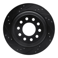 R1 Concepts R1 03-11 Lincoln Town Car Rear Left Drilled & Slotted Black Brake Rotor