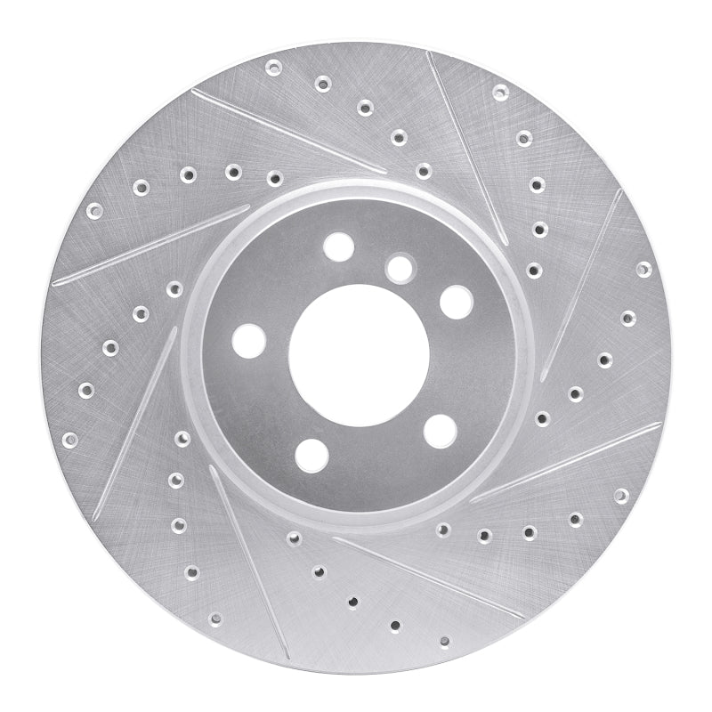 R1 Concepts R1 02-06 BMW X5 Front Right Drilled & Slotted Silver Brake Rotor