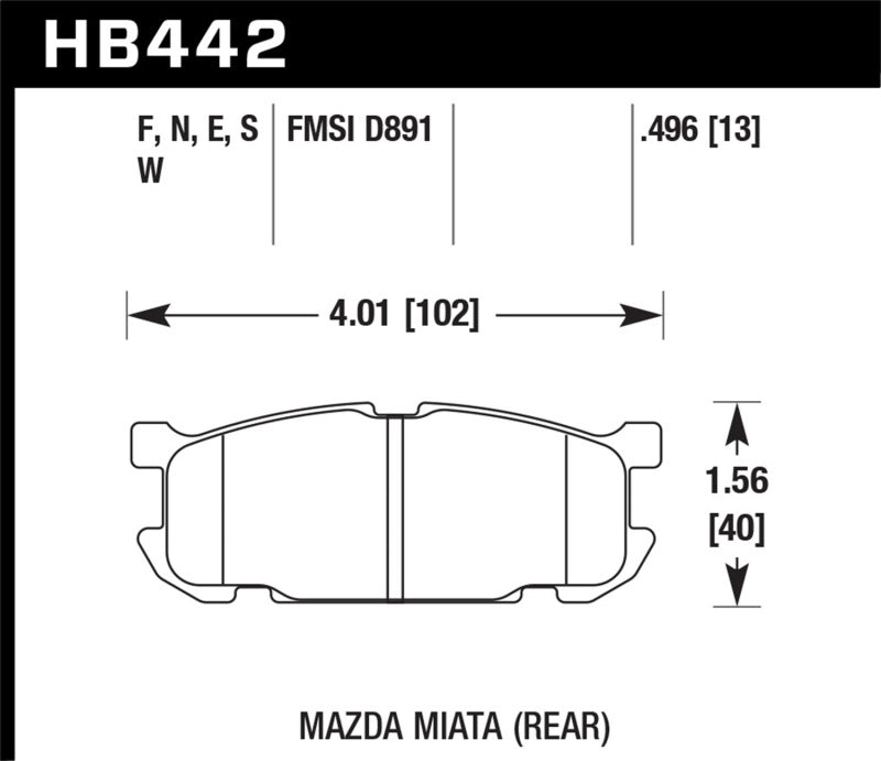 Hawk Performance Hawk 01-03 Mazda Miata Base/LS/SE Sport Suspension DTC-60 Rear Race Brake Pads