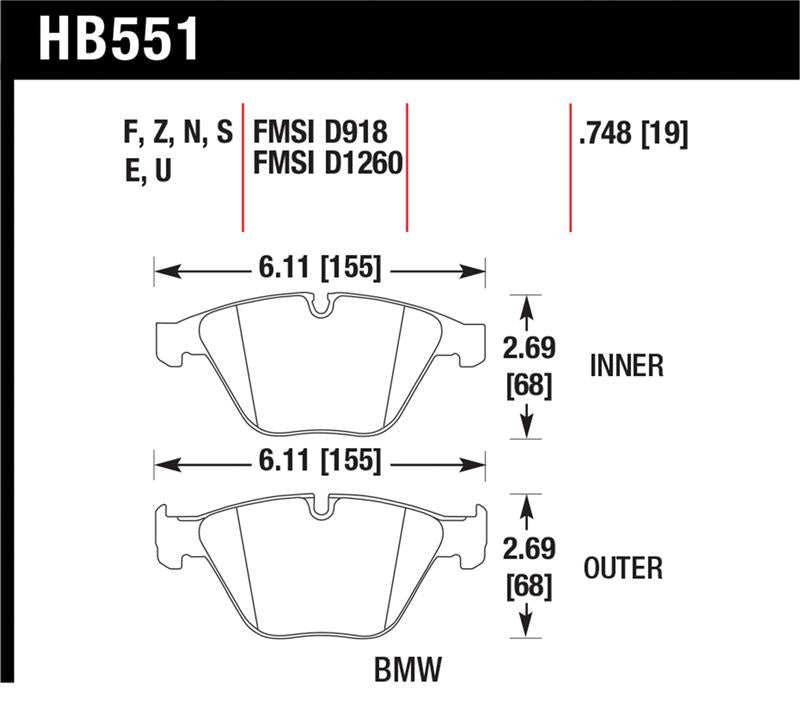 Hawk Performance Hawk 2011 BMW 1-Series M HPS 5.0 Front Brake Pads