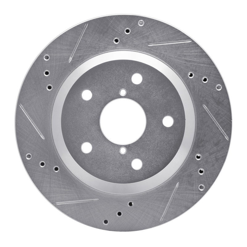 R1 Concepts R1 19-25 Subaru Impreza Rear Left Drilled & Slotted Silver Brake Rotor