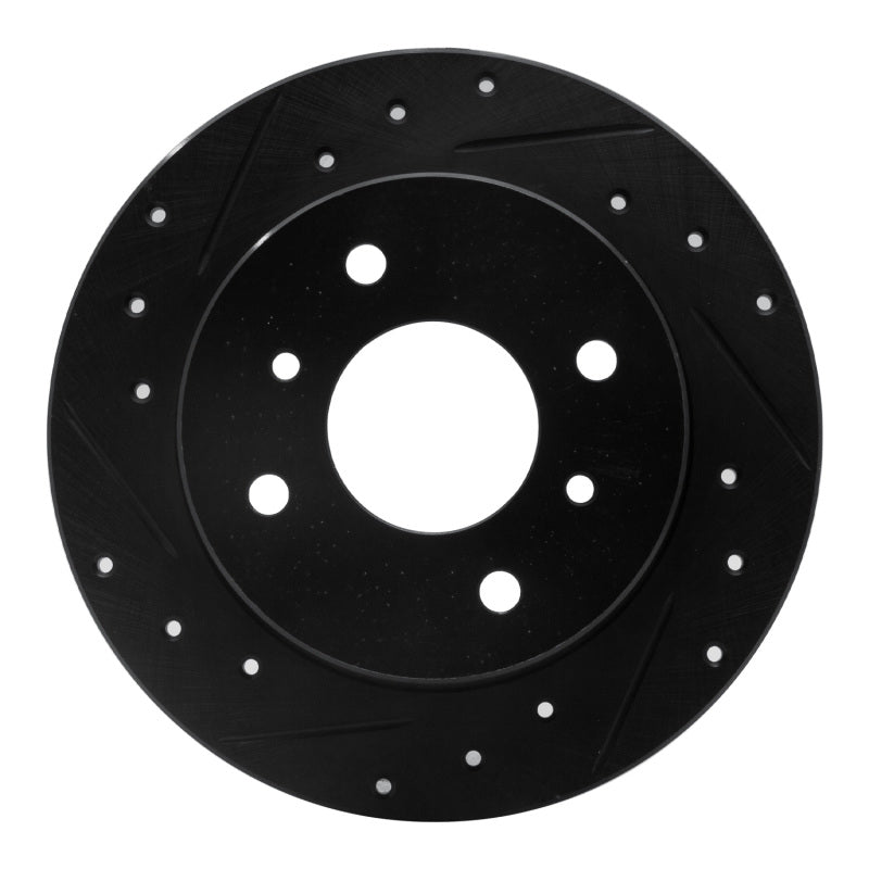 R1 Concepts R1 90-06 Infiniti G20 Rear Left Drilled & Slotted Black Brake Rotor