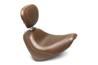 Mustang Motorcycle Mustang 18-21 Harley Fat Bob Wide Tripper Solo Seat w/Driver Backrest - Brown