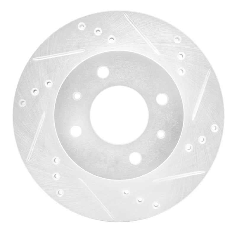 R1 Concepts R1 00-02 Hyundai Accent Front Right Drilled & Slotted Silver Brake Rotor