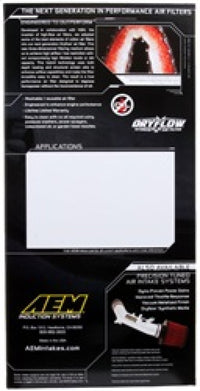 AEM Induction AEM 14.313in O/S L x 6.625in O/S W x 1.5in H DryFlow Air Filter