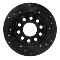 R1 Concepts R1 00-08 Audi A4 (USA/Canada) Rear Left Drilled & Slotted Black Brake Rotor