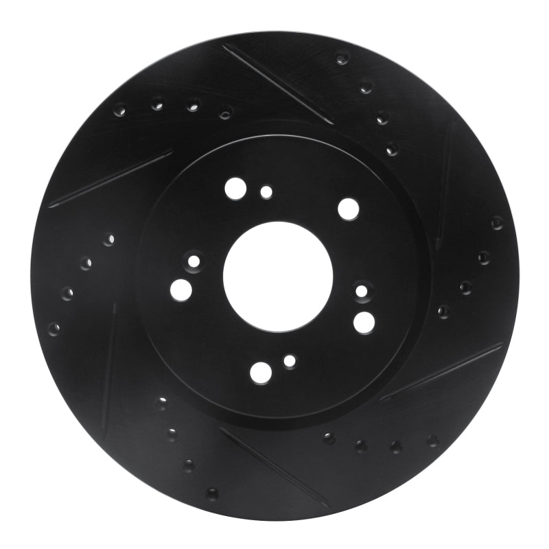 R1 Concepts R1 07-16 Acura RDX Front Right Drilled & Slotted Black Brake Rotor