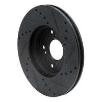 R1 Concepts R1 06-15 Honda Civic Front Left Drilled & Slotted Black Brake Rotor