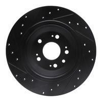 R1 Concepts R1 09-14 Acura TL Rear Right Drilled & Slotted Black Brake Rotor