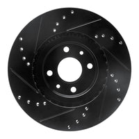 R1 Concepts R1 2012-2019 Fiat 500E Front Right Drilled & Slotted Black Brake Rotor