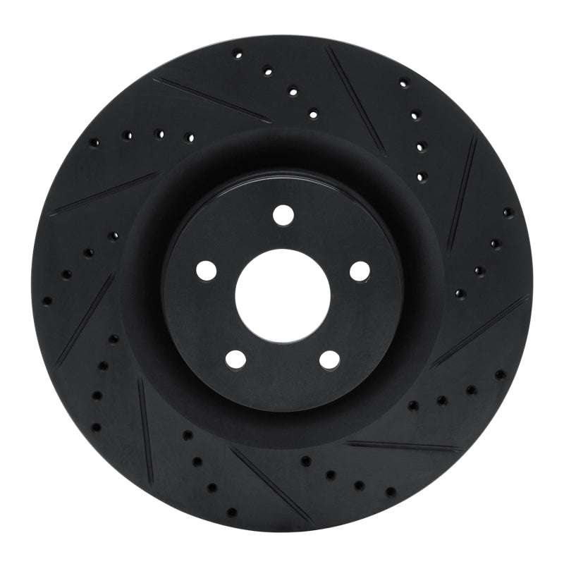 R1 Concepts R1 16-18 Ford Focus Front Right Drilled & Slotted Black Brake Rotor
