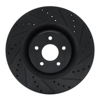 R1 Concepts R1 16-18 Ford Focus Front Right Drilled & Slotted Black Brake Rotor