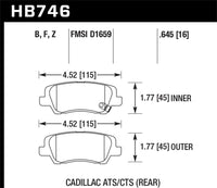 Hawk Performance Hawk Cadillac 13-16 ATS / 14-15 CTS Performance Ceramic Rear Brake Pads