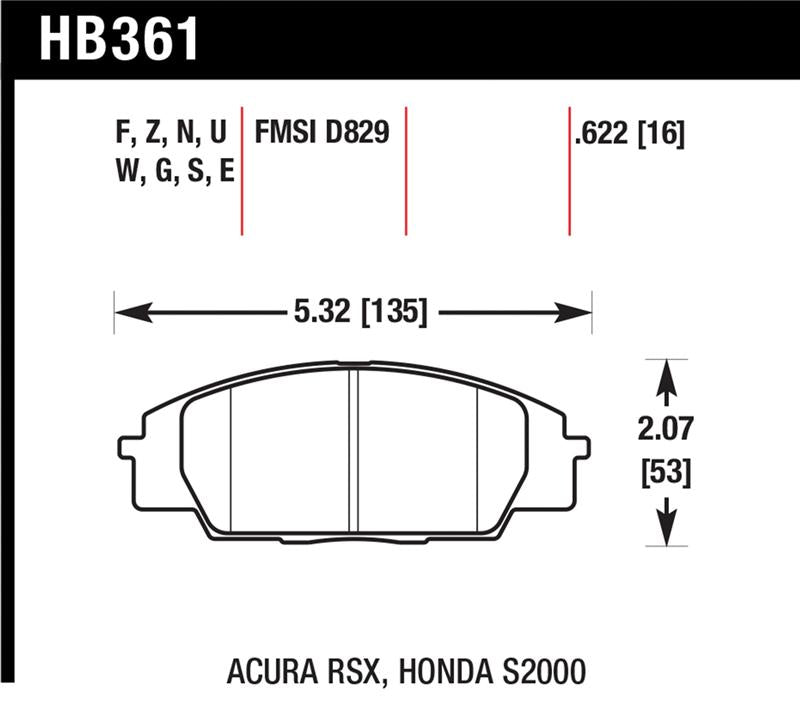 Hawk Performance Hawk 02-06 Acura RSX / 06-11 Honda Si / 00-09 S2000 HT-10 Race Front Brake Pads