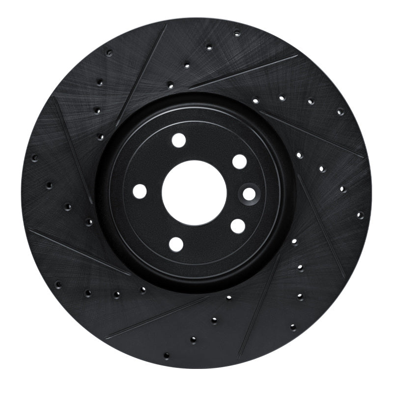 R1 Concepts R1 16-24 Jaguar XF Front Left Drilled & Slotted Black Brake Rotor