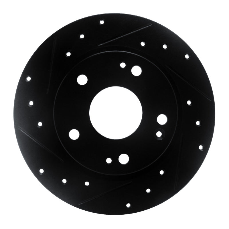 R1 Concepts R1 2016-2025 Honda Civic Coupe Rear Left Drilled & Slotted Black Brake Rotor