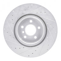 R1 Concepts R1 07-19 BMW X6 Rear Right Drilled & Slotted Silver Brake Rotor
