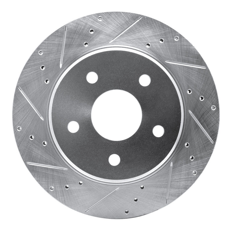 R1 Concepts R1 08-12 Jeep J8 Front Left Drilled & Slotted Silver Brake Rotor