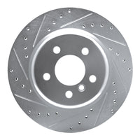 R1 Concepts R1 11-16 BMW 528I xDrive Rear Left Drilled & Slotted Silver Brake Rotor