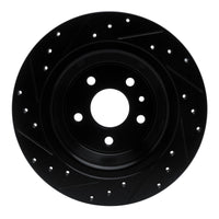 R1 Concepts R1 13-20 Ford Fusion Rear Right Drilled & Slotted Black Brake Rotor
