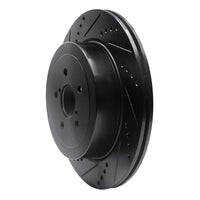R1 Concepts R1 03-04 Subaru Impreza Rear Left Drilled & Slotted Black Brake Rotor