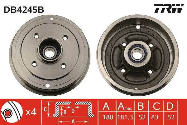TRW MOTO DB4245B Brake Drum