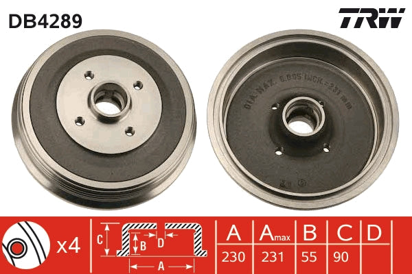 TRW MOTO DB4289 Brake Drum