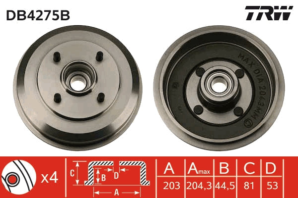 TRW MOTO DB4275B Brake Drum