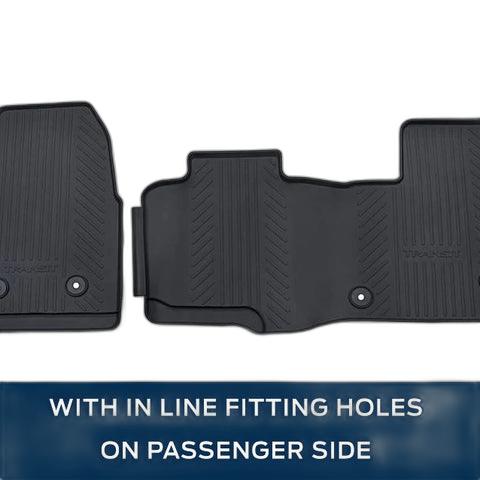 GENUINE FORD 2113381 TRANSIT AND TRANSIT CUSTOM FRONT RUBBER FLOOR MATS BLACK WITH LOGO 6 SPEED AUTOMATIC ONLY