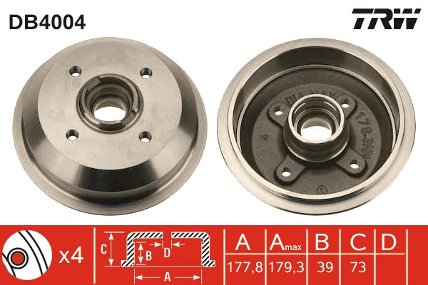 TRW MOTO DB4004 Brake Drum